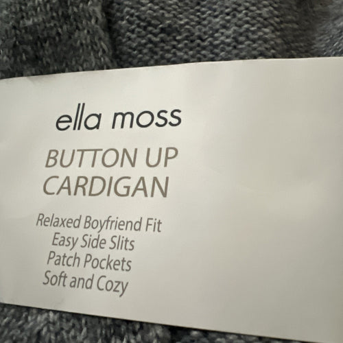 NEW Ella Moss Women's Relaxed Boyfriend Fit Button-Up Cardigan, Gray, Size SMALL