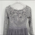 Little Mistress Lace Top Lavender Silver Long Sleeve Knee Length Dress US 18