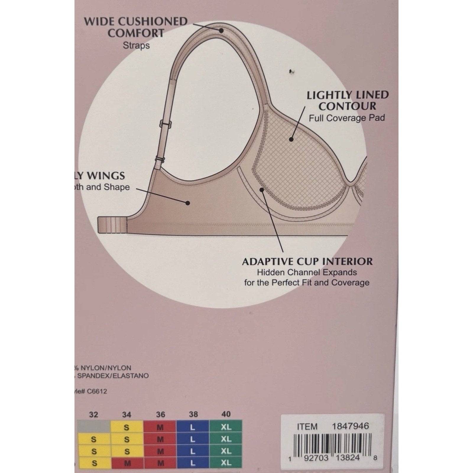 NWOT Felina Womens Nude Wireless Padded Back Closure Full Coverage Bra Small