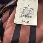 A New Day Women’s 1X Sheer Spaghetti Strap Dress Black & Brown Stripes NWT