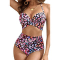 Tempt Me Women Two Piece Swimsuit High Waisted Bikini Halter Floral M NWT