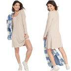 Old Navy Women's Scoop Neck Fit & Flare Rib-Knit Long Sleeve Mini Dress NWT