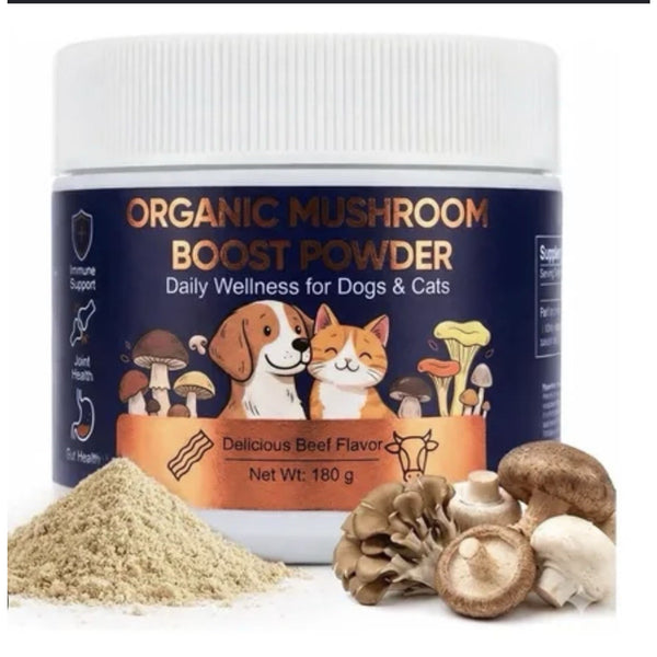 Sealed New Organic Mushroom Powder Dogs Cats Beef Flavor Pet Supplement