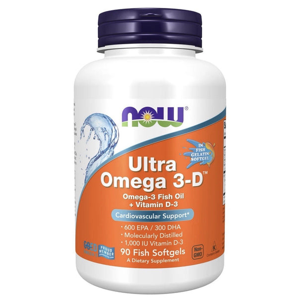 NOW FOODS Ultra Omega 3-D Fish Gelatin 90 Fish Softgels Exp 1/29